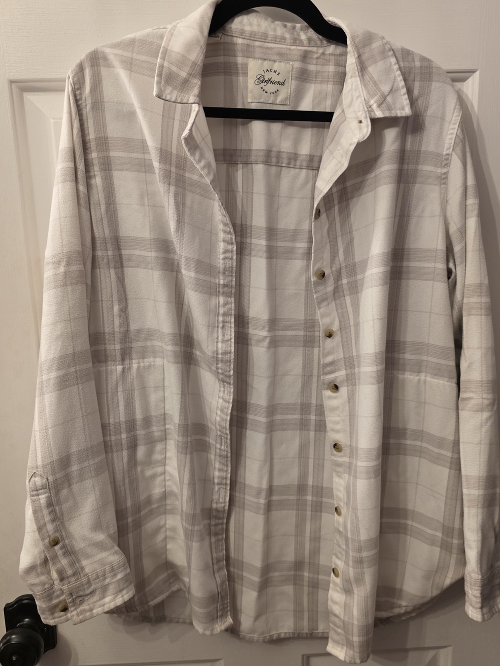 Jachs Girlfriend Neutral Plaid Oversized Button Up Shirt Large